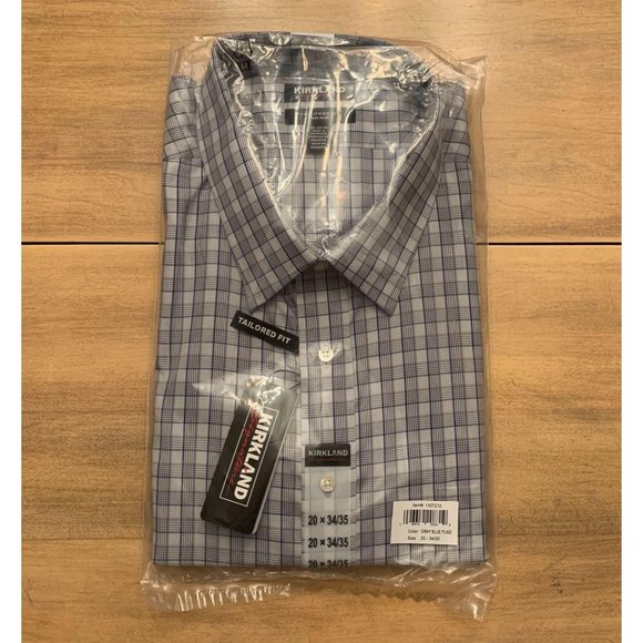 Kirkland Signature Other - Kirkland NWT tailored fit spread collar gray/blue